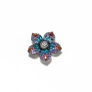 Purple rhinestone multi-colored crystal flower brooch