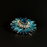 Floral blue-green crystal star brooch