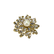 Golden Pearl Flower Brooch