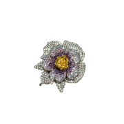 Silver Crystal Flower Brooch
