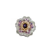 Vintage style purple crystal flower brooch