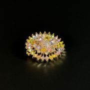 Sparkling Sunflower Multicolored Crystal Flower Brooch