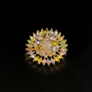 Sparkling Sunflower Multicolored Crystal Flower Brooch