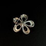 Open petal purple-red crystal flower brooch