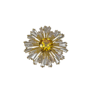 Yellow Crystal Sunburst Brooch