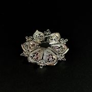 Sparkling purple-red crystal flower brooch