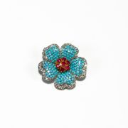 Turquoise Blue Flower Brooch