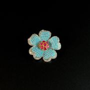 Turquoise Blue Flower Brooch