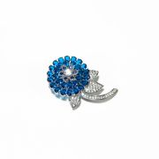 Elegant Blue Crystal Flower Brooch