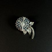 Elegant Blue Crystal Flower Brooch