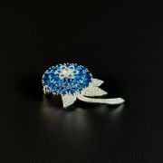 Elegant Blue Crystal Flower Brooch