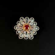 Red Crystal Floral Brooch